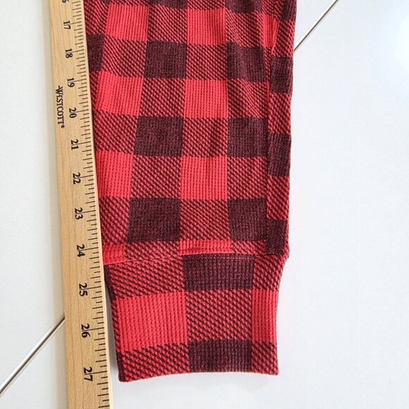 PINK Victorias Secret Pajama Set Women S Heathered Red LS Top Plaid Pants Lounge - Picture 11 of 16